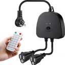 Christmas Light Controller with Remote, Multiple Lighting Effects, Timer, Dusk to Dawn Sensor Control, for Indoor Outdoor Holiday Xmas Lights, Waterproof (2 Channel/14 Functions,Black)