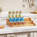 Expandable Bamboo Can Rack Organizer for Pantry, 3-Tier Adjustable Can Storage Holder, Soda Organizer Holds Up to 24 Cans, Canned goods Storage Display for Pantry, Cabinet, Countertop (patent pending)