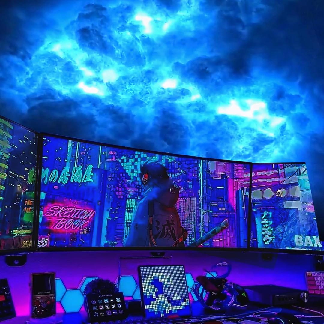 FUSLITE , 3D Thundercloud LED Light Cotton Lightning Cloud Colorful Atmosphere Night Light, DIY Creative Cloud Lights Gaming Room Garage Club Bar Dj Party Light, 16 Feet