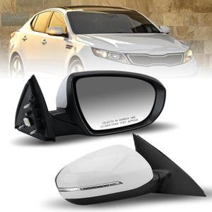 Passenger Side Mirror Compatible with 2011 2012 2013 Kia Optima Mirrors with Turn Signal Light,Power Glass,Manual Folding,Replace KI1321152 White (5 Pins)