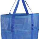 Mesh Beach Bag - Large Beach Tote Bag with Multiple Pockets for Family Beach Bag for Toys & Vacation Essentials