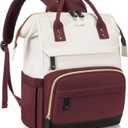 LOVEVOOK Laptop Backpack for Women, 15.6 Inch Work Business Backpacks Purse With Large Capacity, Waterproof Nurse Bag College Bookbag for School, Waterproof Casual Daypack for Travel (Beige-wine Red)