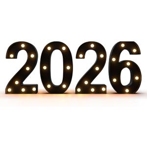 Black 2026 LED Marquee Numbers, LED Marquee Letter Lights New Year decor, Grad 2026 Sign Light up Letters for Graduation Decorations, Class of 2026 Light Up Numbers for Home College Graduation Party
