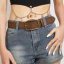Women Western Belt Vintage Metal Buckle Leather Belts Country Cowboy Cowgirl Belt for Jeans Pant Dress (Brown)