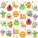 Frienda 24 Pcs Summer Diamond Painting Keychain Kits, 5d DIY Summer Diamond Art Animal Bee Frog Sun Ornaments Beginner Friendly Crafts for Family Decor Seasonal Gifts, small to medium