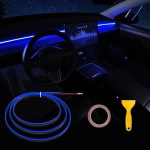 Acrylic Interior Car LED Strip Light with 6mm Sewing Edge - 43.3 inches Ambient Lighting Kits, Neon LED Strip Light(110CM/43.3IN, Blue)