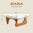 Coffee Table for Living Room Mid Century Modern Center Table with Glass Top and Wood, Transparent/Walnut