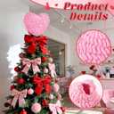 9 Inch Valentine's Day Heart Tree Topper, Valentine's Day Knitted Crochet Heart Tree Topper Ornaments, Pink Valentine Knitted Heart Ornament for Valentines Day Wedding Anniversary Party Supplies