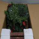 4ft Pre-lit Christmas Tree,Artificial Pine Potted Xmas Tree 256 Branches Tips,Decoration with 100 LED Lights & 12 Red Berries & 12 Pinecone for Home or Office