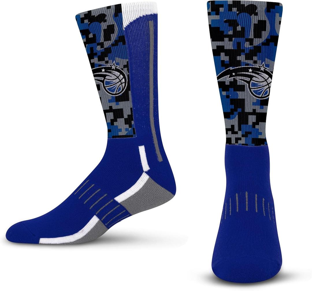 2 x For Bare Feet NBA Unisex Kids Nba Digi Mashup Crew Sock Youth (Blue, One Size)