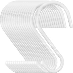 HiGift 16 Pack 6 Inch White S Hooks for Hanging Clothes, Vinyl Coated Large S Hooks for Closet, Non Slip Purse Hanger Bag Hooks Heavy Duty for Hanging Clothes, Handbag, Jeans, Belts, Towels, Plants