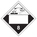 Class 8 Corrosive Placard, Blank 25-pk. - 10.75" x 10.75" Removable Self Adhesive Vinyl for Temporary Applications, DOT Hazmat Compliant, J. J. Keller & Associates, Inc.