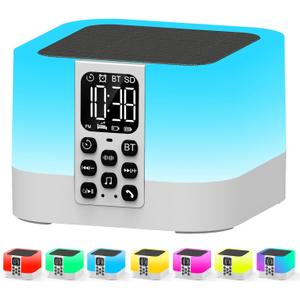 Gifts for Teen Boys Girls, Night Light Bluetooth Speaker, Multi-Color Changing Alarm Clock for Bedrooms, Dimmable Bedside Lamp, Best Birthday Gift Trendy Stuff for 8 - 14+ Years Old Teenage Girls Boys (Cyan)