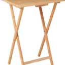 Folding TV Tray Table, Indoor Single Tables for Small Space, Stable Solid Wood Construction Space Saving, 19"" L x W 15"" W x 26"" H (Natural), RT408