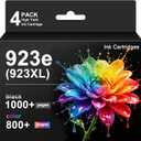 923e 923XL Ink Cartridges Combo Pack for HP Printers 8130e 8125e 8120e 8138e Replacement for HP 923 Ink Cartridges for OfficeJet Pro 8130e 8120 8122 8125 8130 Printers(4-Pack, BK/C/M/Y)