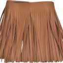 uxcell 1 Yard 12 Inch PU Faux Leather Fringe Trim Double Side Leather Sewing Tassel Fringe for DIY Sewing Dress Crafts Skirt Decoration, Brown