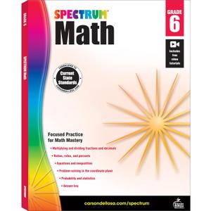 Spectrum 6th Grade Math Workbooks, Ages 11 to 12, Math 6th Grade Workbook Covering Multiplying & Dividing Fractions, Decimals, Math Equations, Percents, Probability, Statistics, Grade 6 Math Workbook, Paperback – August 15, 2014