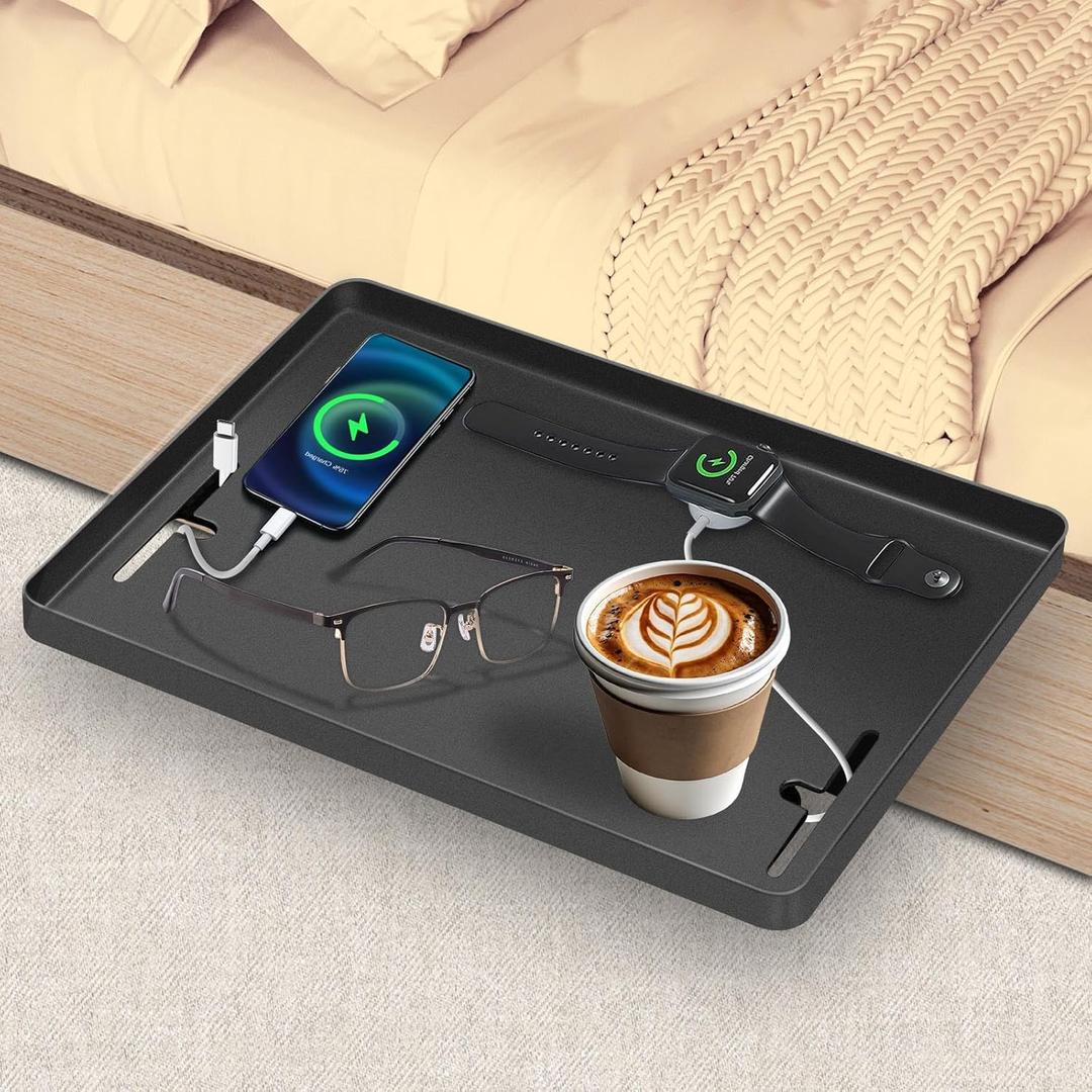 Bedside Shelf for Bunk & Loft Beds,College Dorm Room and Kids Room Essentials,Bed Side Table Tray Organizer,Clip On Nightstand,Black