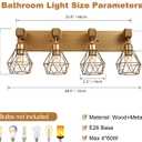 maesta Bathroom Gold Vanity Light Fixtures, 4-Light Gold Bathroom Light Fixtures Over Mirror, Sconces Wall Lighting with Elegant Metal Lampshade for Living Room, Bedroom, Hallway