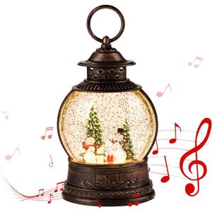 Christmas Snow Globes Christmas Decorations Indoor-Lighted Musical Snow Globes Lantern, Santa Decoration Indoor Home Dcor & Gift, 6H Timer, USB/Battery Operated