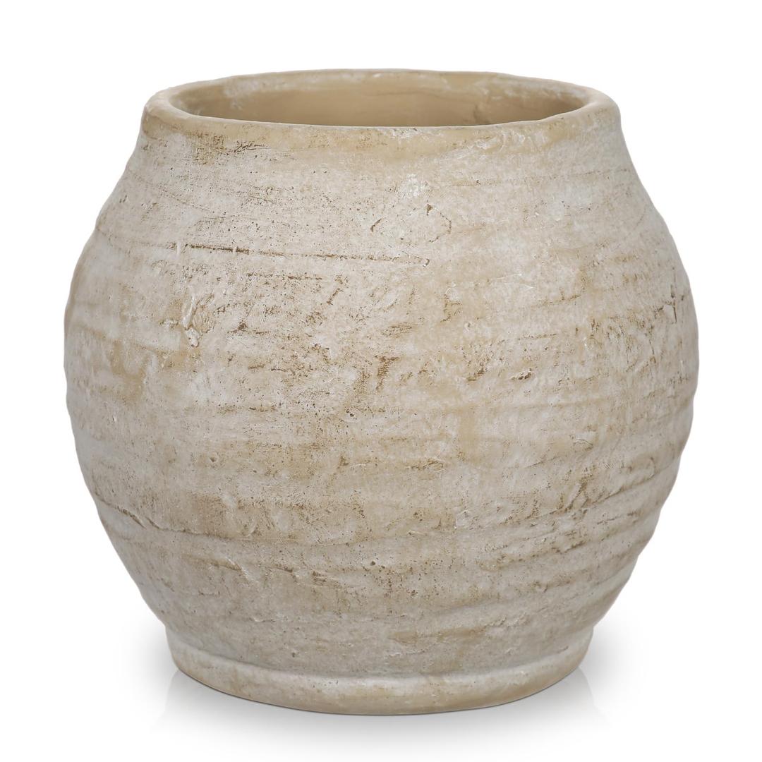 Briful Rustic Ceramic Vase for Home Decor, 7.4" Tall Farmhouse Vase, Beige
