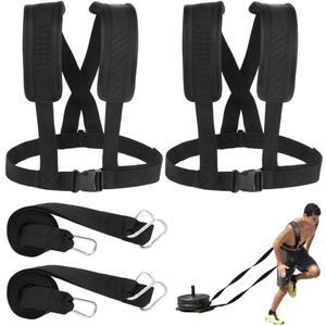 2 Pack Sled Harness for Exercise Physical Football Running Resistance Training Rope Kit Tire Pulling Harness Fitness Exercise Workout Assistance Equipment Trainer with Adjustable Padded Shoulder Strap