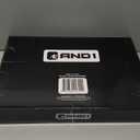 AND1 Mini Basketball Hoop: 18”x12” Pre-Assembled Portable Over The Door with Flex Rim, Includes Two Deflated 5” Mini Basketball with Pump, for Indoor, Orange/Light Blue