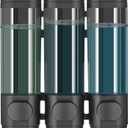Pollock Shower Dispenser 3 Chamber No Drill Shampoo and Conditioner Dispenser for Bathroom, Large Capacity, Black