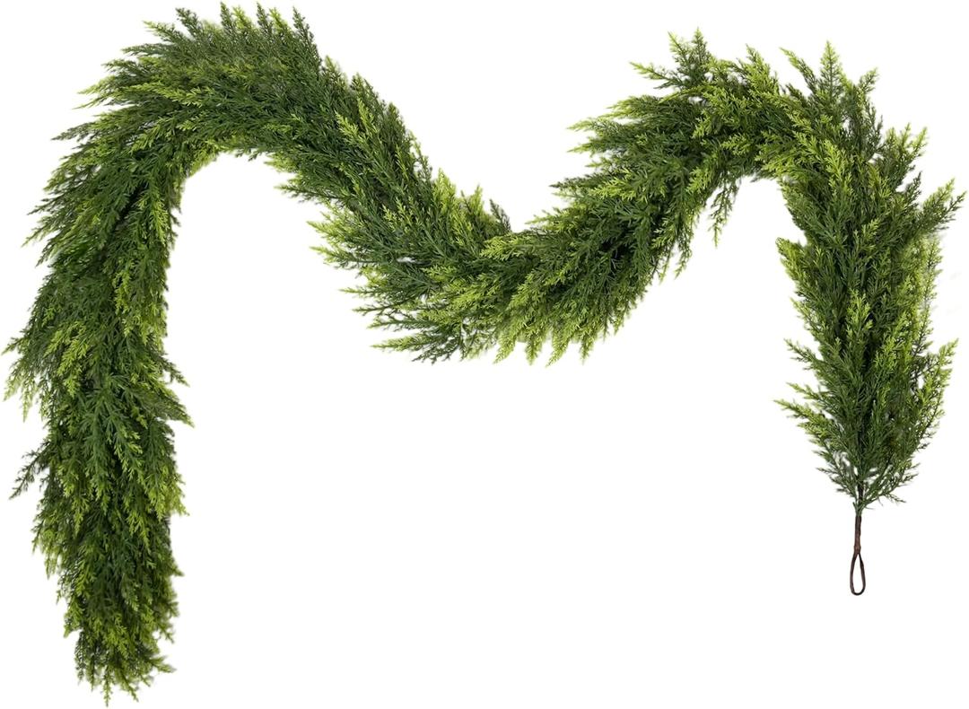 6FT Artificial Christmas Garland, Real Touch Artificial Pine Garland for Indoor Outdoor Christmas Decoration
