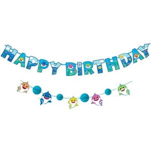 Party Banner Kit (Pack of 2) - Easy to Hang Colorful Party Supplies, Ideal Party Decorations for Birthdays, Pokemon Themed Events & Kid's Parties, Baby Shark