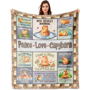 Capybara Gifts for Girls, Capybara Gifts Blanket 60" 50", Capybaras Gift for Lovers Women Birthday, Capybaras Gift for Woman Decoration Throw Blankets for Mothers Day Christmas