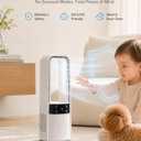 Desk Fan Bladeless, 120° Oscillating Fan Rechargeable, Quiet Fan with Night Light, Smart LED Touch Control, 4 Speed & 9H Timer, Small Table Fan, Auto Display Off, Ideal for Home, Office, Study Room