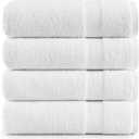 LANE LINEN 100% Cotton 4 Pack Bath Towels (28"x54") - Ring Spun Cotton - Large Towels for Bathroom - Quick Drying, Highly Soft & Absorbent Shower Towel Set - Hotel & Spa Quality - White Towel Set