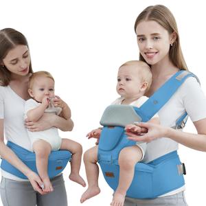 Baby Carrier with Hip Seat, Baby Carrier Newborn to Toddler up to 44lbs, 6-in-1 Ways to Carry, All Seasons, Adjustable Baby Holder Carrier for Breastfeeding(Blue)