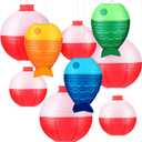 9 Pcs Fish Shaped and Bobber Paper Hanging Lanterns Set Fishing Party Decorations Paper Lanterns Colored for Party Red and White Round Birthday Supplies