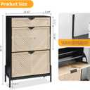 Shoe Cabinet Storage with 2 Flip Drawers, Narrow Hidden Shoes Organizer Cabinet for Entryway, Freestanding Slim Shoe Rack Front Door Entrance(Oak&Black), Medium
