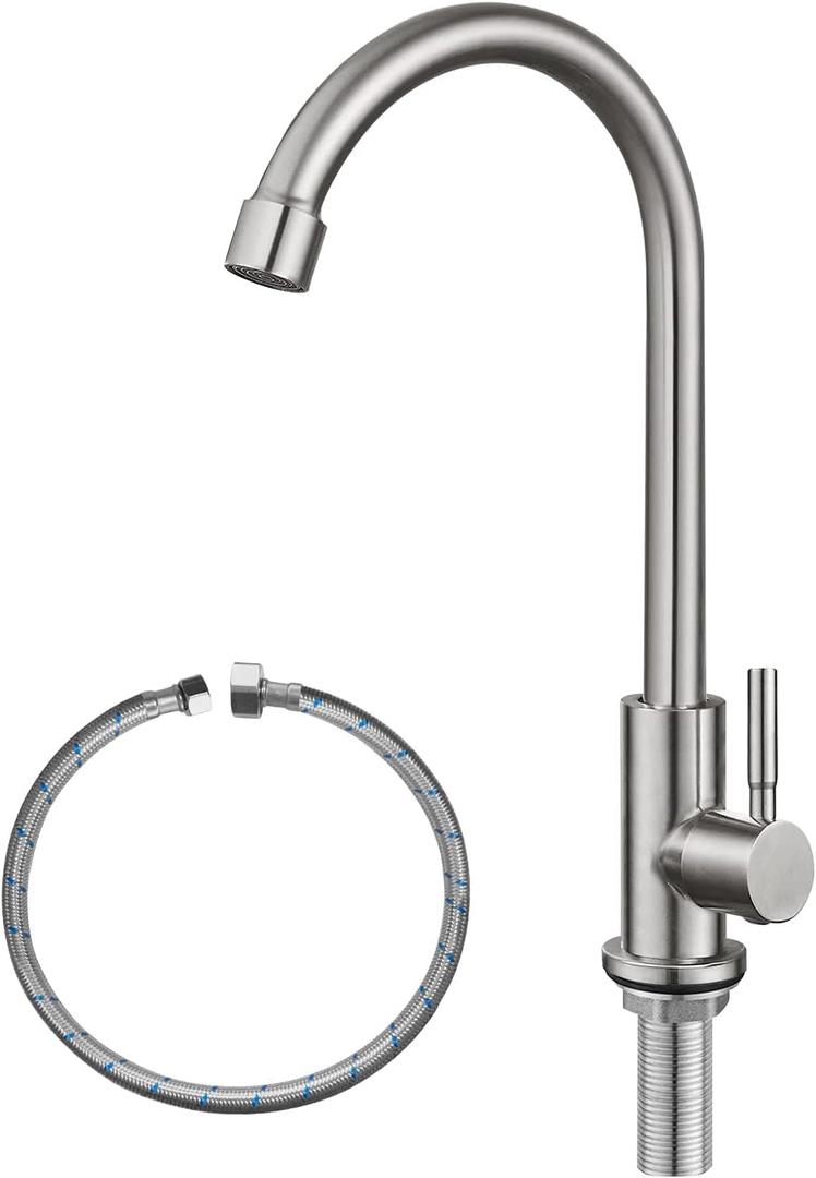 Cold Water Only Faucet SUS304 Stainless Steel Faucet for Kitchen Sink
