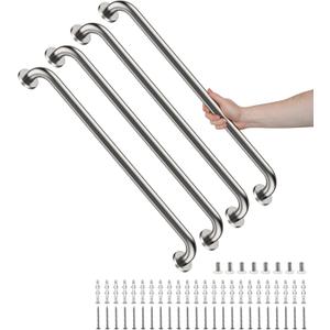 4 Pack 32 Inch Shower Grab Bars, YuanDe Brushed Nickel Stainless Steel Bathroom Wall Grab Bar Handle, Shower Balance Bar, Safety Hand Rail Support, Handicap Elderly Senior Bath Grab Handle(1.25" Tube)