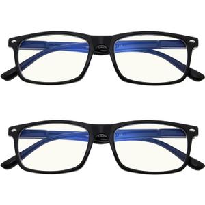 Eyekepper 2 Pack Computer Reading Glasses Blue Light Blocking Readers for Men Women, Black, 1.0 x