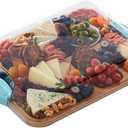Farberware Build-A-Board Bamboo Cutting Board with Built-in Compartments and Clear Locking Lid with Blue Handles, Perfect for Charcuterie, Snacks, and More
