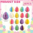 Chiisong 16 Pcs Easter Decorations Eggs Hanging Ornaments Paper Honeycomb Eggs Tree Decorations Magnetic Easter Ornaments for Hunt Basket Party Supplies Indoor Outdoor (Mix Color)