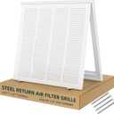 Fancat Return Air Filter Grille for 20x20 Ducts, Steel Vent Cover Grille with Removable Door for 1 Filters | Suitable for Sidewall & Ceiling | White Coating | Outer Dimensions: 22 5/8 W x 22 5/8" H