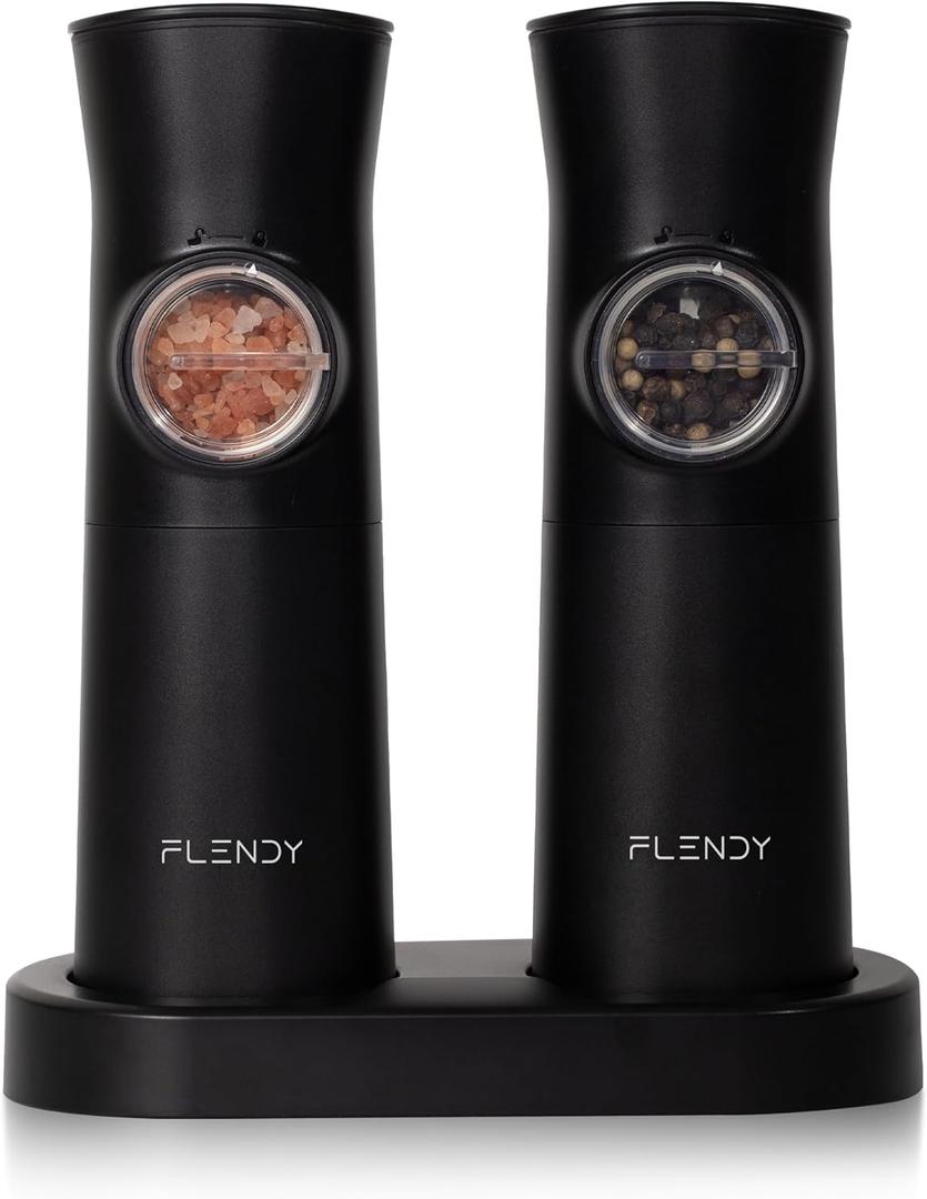 Gravity Electric Salt and Pepper Grinder Set Rechargeable, Automatic Salt and Pepper Grinder Set with USB C Charging Base, Gravity Salt and Pepper Shakers Set Electric
