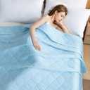 SheRest Lightweight & Breathable Summer Throw Blanket for the AC Room, Couch, or Nap Time, Soft and Portable Cooling Blanket for Hot Sleepers and Night Sweats (Blue, Twin)