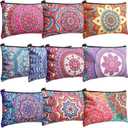 Eccliy 20 Pcs Mandala Makeup Bag Mandala Cosmetic Bag Canvas Gifts Mandala Accessories for Girls Toiletry Pouch with Zipper for Women Party, 8 x 5 Inch
