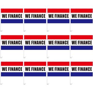 SmoothNovelty 12 Pcs Window Clip on Flag 12 x 16 Inch Red Advertising Sign Single Sided Car Dealer Flags for Auto Dealers Vehicle Cars Accessories(We Finance)