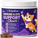 PrimalCat Immune & Eye Support Chews for Cats, Daily Wellness Soft Chews with L-Lysine, Taurine, Beta-Glucan & Colostrum, Supports Healthy Eyes and Immune Function, 90 Count(1pc)
