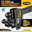 Drop Hitch Adjustable Trailer Hitch, Tow Hitch with 6-Inch Drop/Rise for Truck (16,500 LBS GTW), Adjustable Drop Hitch Fits 2-Inch Receiver, Trailer Hitches with Double Anti-Theft Pins Locks