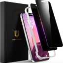 UNBREAKcable Privacy Screen Protector for iPhone 16, Full Coverage Shatterproof Tempered Glass [True 28°Anti Spy] [9H Hardness] [Easy Installation Frame] 2-Pack Private Screen for iPhone 16