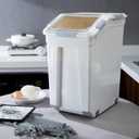 HANAMYA 33 Liter / 50 lbs Rice Storage Container with Measuring Cup, BPA free, For Rice | Grain | Pet Food | Flour, 2 count, White, 11.5"W x 17.6"D x 19.5"H